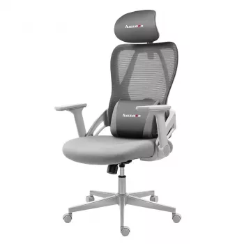 Cadeira gaming huzaro Combat 2.7 — cadeirão gaming ergonómico em tecido, cinzento, encosto em mesh, altura ajustável, mecanismo de inclinação, 120 kg máx.