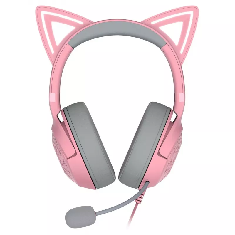 Razer Kraken Kitty V2 RZ04-04730200-R3M1 auscultadores gaming com fio, USB-A, microfone, drivers de 40 mm, Quartz Pink