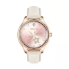 Smartwatch Colmi L28 com caixa dourada e bracelete de couro dourada