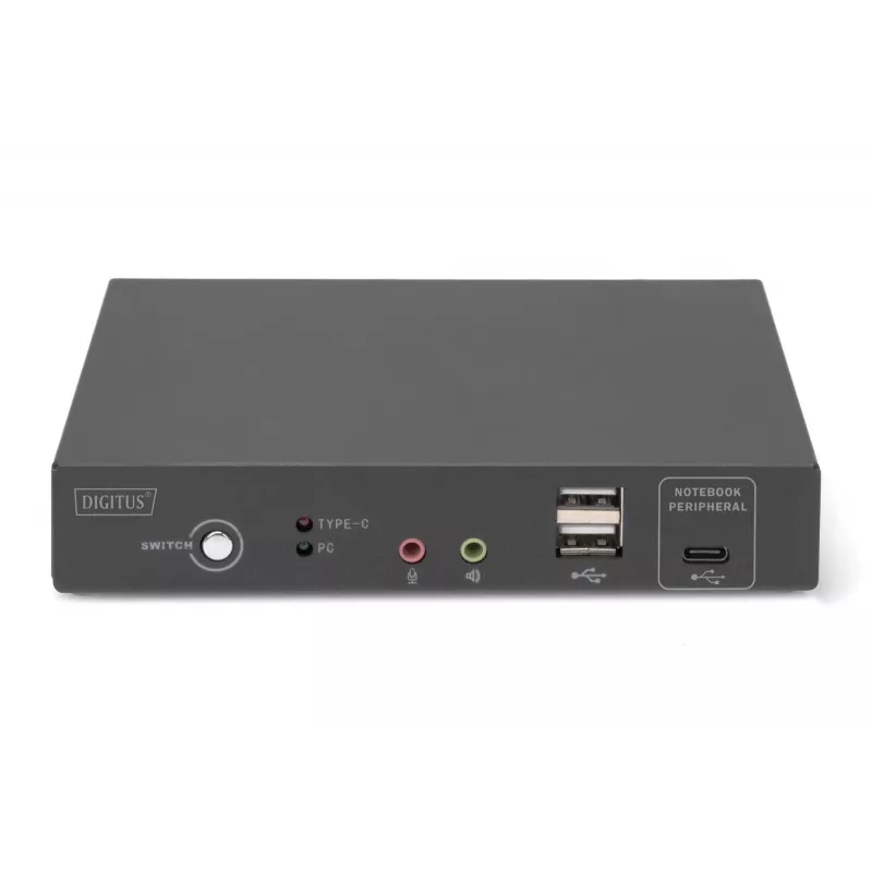 DIGITUS DS-12901 - Switch KVM/áudio/USB - 4K 30 Hz, entrada USB-C/USB/HDMI, saída HDMI, rede