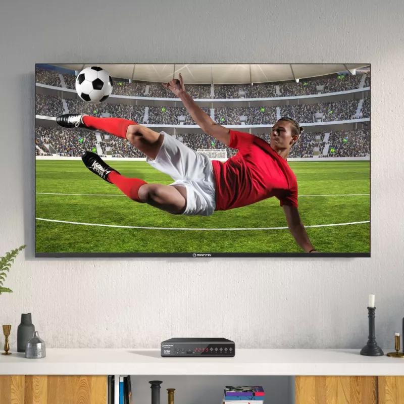 Recetor de TV digital MANTA DVBT025PRO DVB-T2 suporte Full HD gravação USB