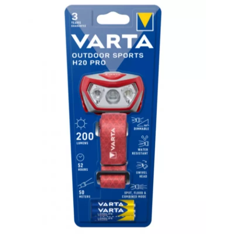 Lanterna frontal Varta Outdoor Sports H20 Pro cinzento vermelho