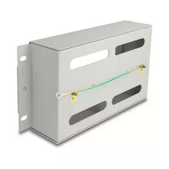 Delock 67319 Régua de disjuntores de 10" com cobertura e calha DIN, 3U, metal, cinzento