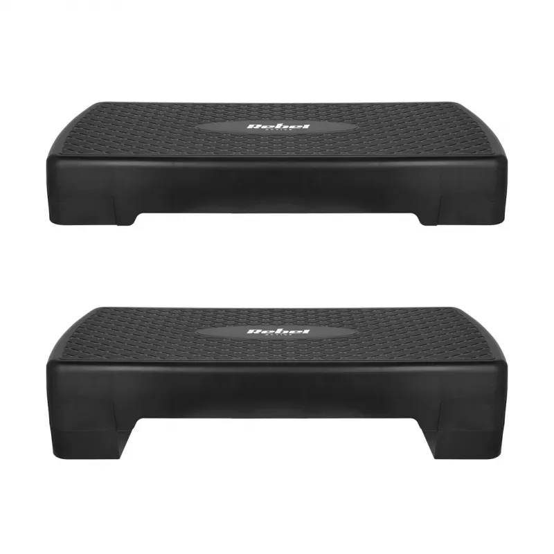 Step de fitness Rebel Active 2 níveis, polipropileno, superfície antiderrapante, 680×280 mm, altura regulável