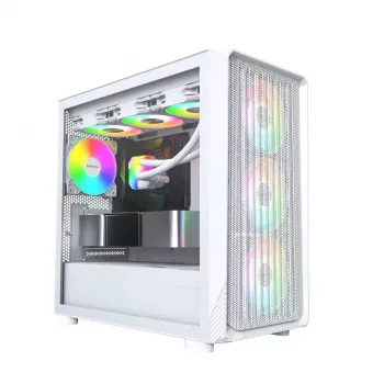 Caixa de PC Montech X5M (W) Micro Tower, branco — Micro-ATX/Mini-ITX, suporta fontes de alimentação ATX, 3 ventoinhas de 120 mm à frente, 1 de 120 mm atrás, 2 baías de 3,5 polegadas, 4 baías de 2,5 polegadas