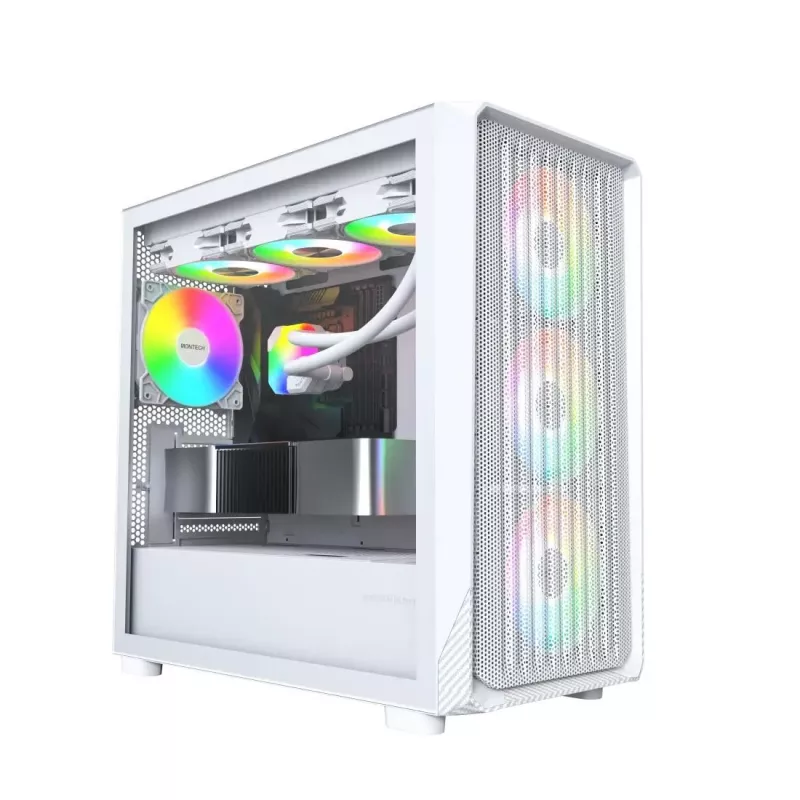 Caixa de PC Montech X5M (W) Micro Tower, branco — Micro-ATX/Mini-ITX, suporta fontes de alimentação ATX, 3 ventoinhas de 120 mm à frente, 1 de 120 mm atrás, 2 baías de 3,5 polegadas, 4 baías de 2,5 polegadas