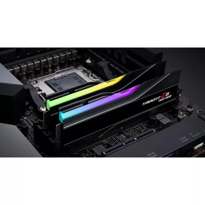 DIMM 32 GB DDR5-6400 (2x 16 GB) Dual-Kit, memória RAM preta, F5-6400J3039G16GX2-TZ5NR, Trident Z5 Neo RGB, AMD EXPO