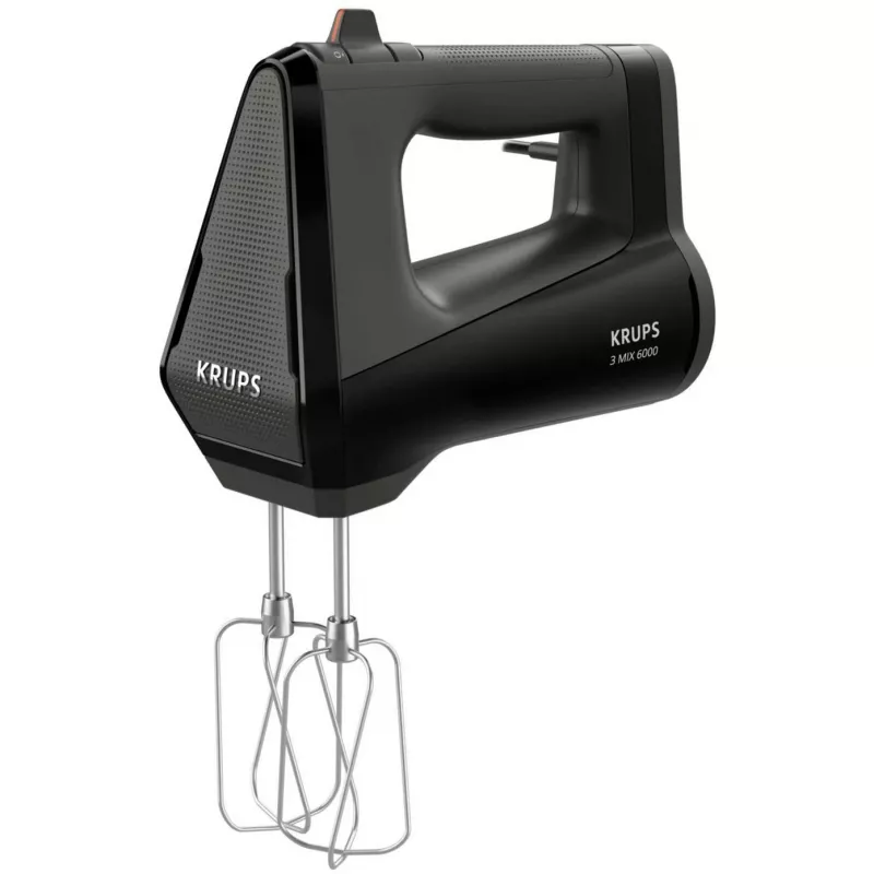 Batedeira manual KRUPS GN6028 — 600 W, preta, batedeira manual elétrica com vários níveis de velocidade