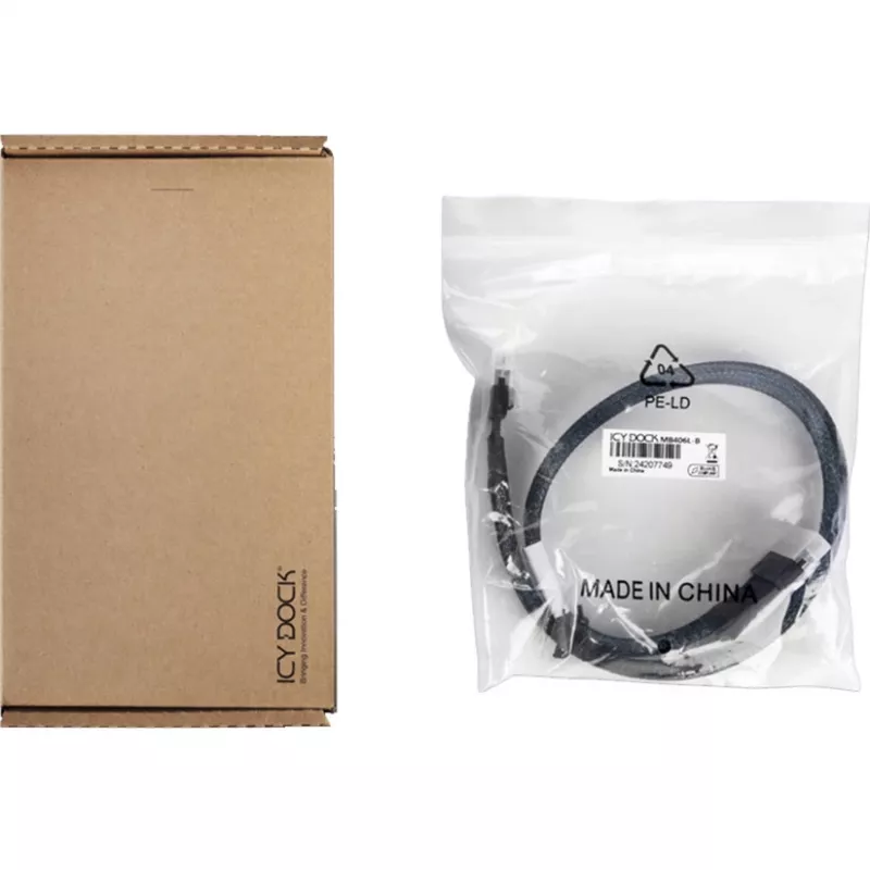 ICY DOCK MB406L-B cabo SlimSAS 8i SFF-8654 para SlimSAS 8i SFF-8654, 0,5 m, preto