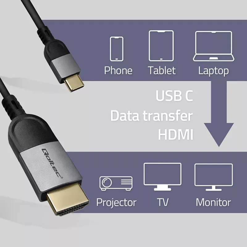 Cabo USB-C para HDMI QOLTEC 50438 — 2 m, 4K 60 Hz
