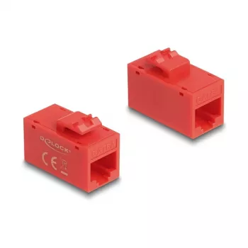 Módulo Keystone DELOCK 90641, construção plana, conector fêmea RJ-45, vermelho