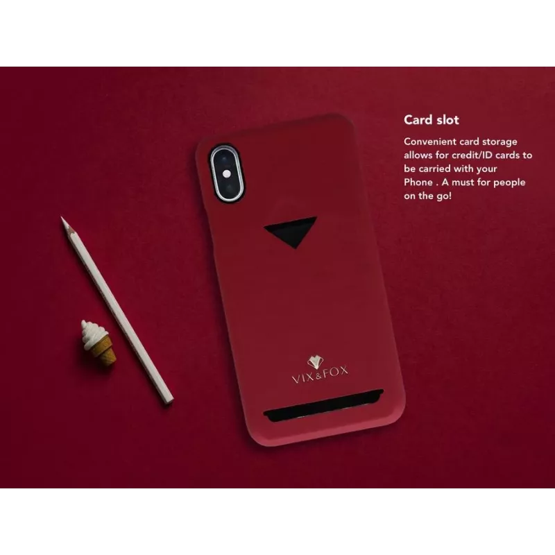 Capa traseira com compartimento para cartões VixFox para Samsung S9 — capa protetora vermelho rubi com compartimento para cartões