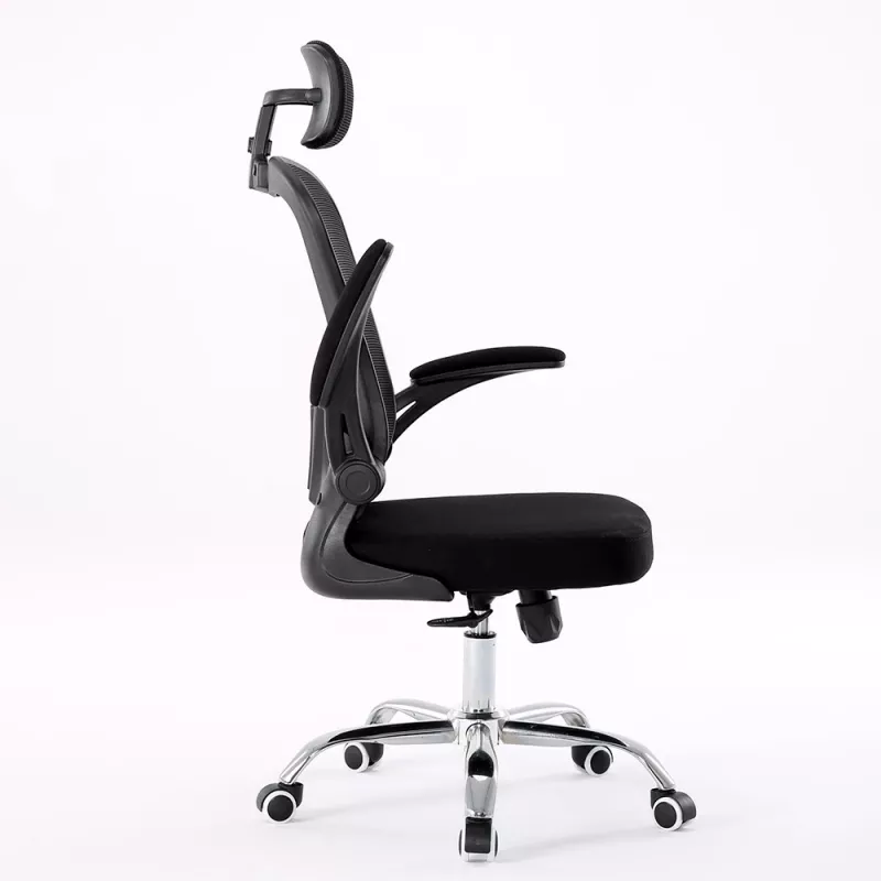 Cadeira de escritório top e shop DORY CZERŃ — assento estofado, encosto em rede, 650×620 mm, altura até 122 cm