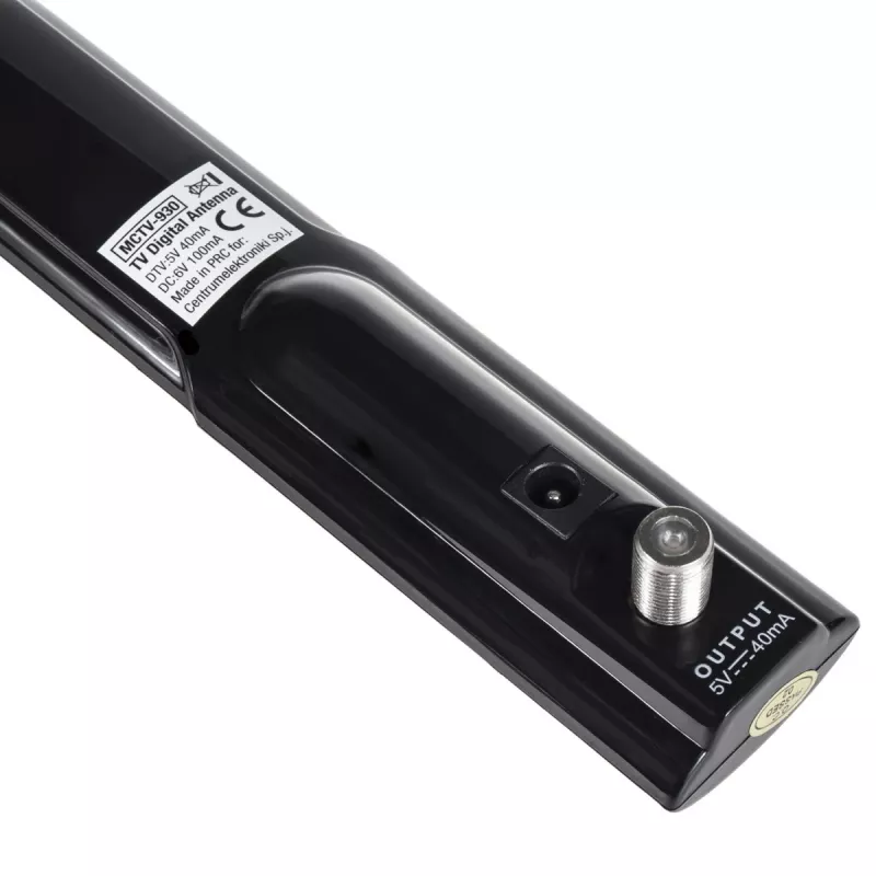 Maclean MCTV-930 antena de TV ativa para interior, DVB-T/T2, VHF/UHF/FM, filtro LTE, 28 dB, conector F, preta