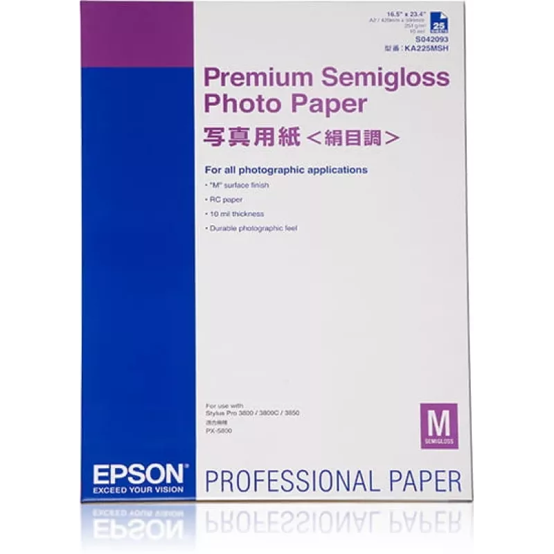 Papel fotográfico semibrilhante premium Epson, DIN A2, 250g/m², 25 folhas
