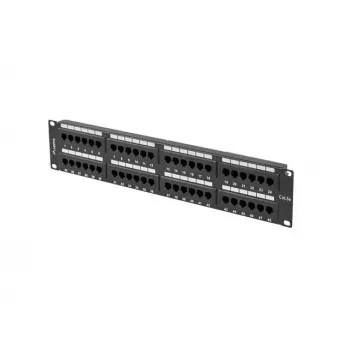 Patch panel LANBERG PPU5-2048-B 48 portas 2U 19 polegadas categoria 5e UTP, preto