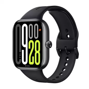 Smartwatch Xiaomi Watch 5 retangular ecrã AMOLED de 2,07 polegadas, caixa preta, bracelete TPU preto, 47,5 mm, 5 ATM