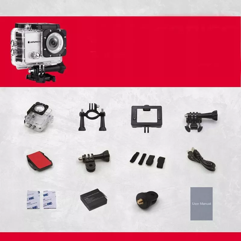 Câmara de ação AgfaPhoto Realimove AC5000 12 MP Full HD Wi‑Fi