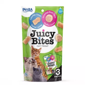 INABA Juicy Bites Caldo Caseiro e Lula - Petiscos para gatos - 3x11,3 g