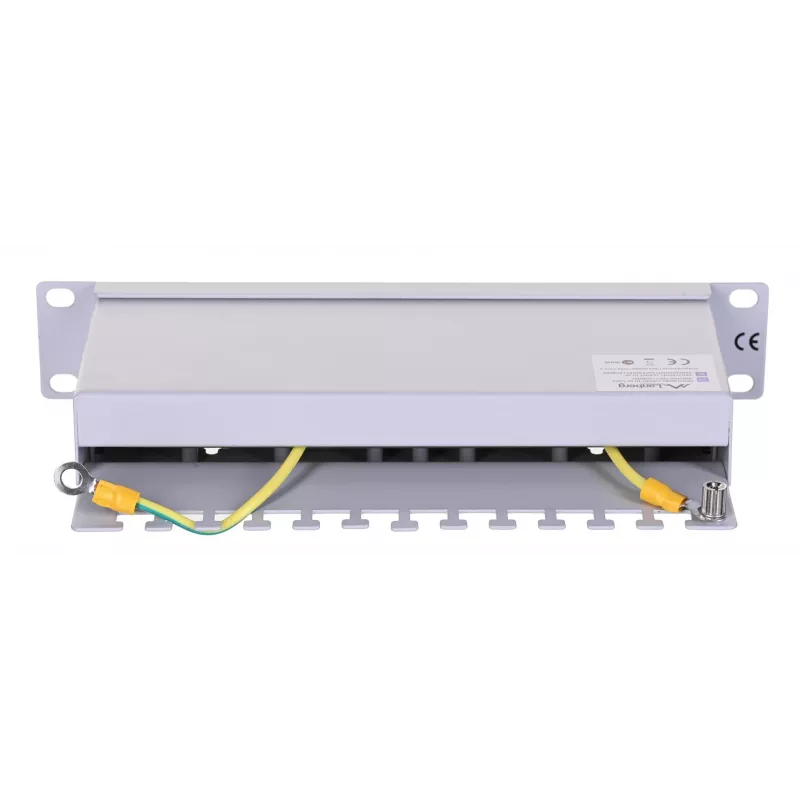 Patch panel LANBERG PPF6-9012-S, 12 portas, metal, cinzento, 1HE, 215×130×44.5 mm