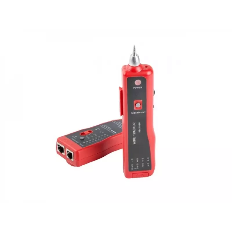Testador de cabos de rede LANBERG NT-0501 — suporte RJ-11/RJ-12/RJ-45, comprimento máx. 250 m, bateria integrada, indicadores LED, preto