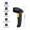 Qoltec 50853 leitor laser de códigos de barras portátil 1D/2D, USB com fio, cabo de 1,65 m, 97x65x167 mm, 105 g, preto