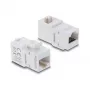 Delock 90713 Acoplador de módulo Keystone RJ45 fêmea para fêmea, Cat.6A, angular de 90 graus, plástico, UTP, branco