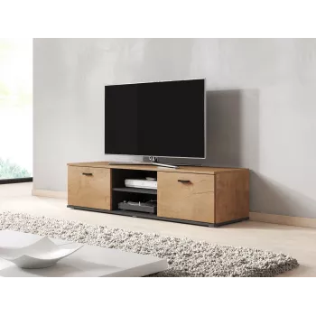 Móvel de TV Cama Meble SOHO 140, carvalho Lefkas/preto, 1400×430×370 mm