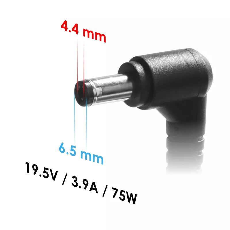 Fonte de alimentação para portátil Akyga AK-ND-19 para Sony, 75 W, 19,5 V, 3,9 A, 6,5 x 4,4 mm + pino