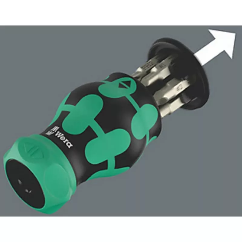 Suporte de bits Wera KK Stubby Magazin RA 4 magnético, modelo 05008893001, magazine stubby compacto para bits
