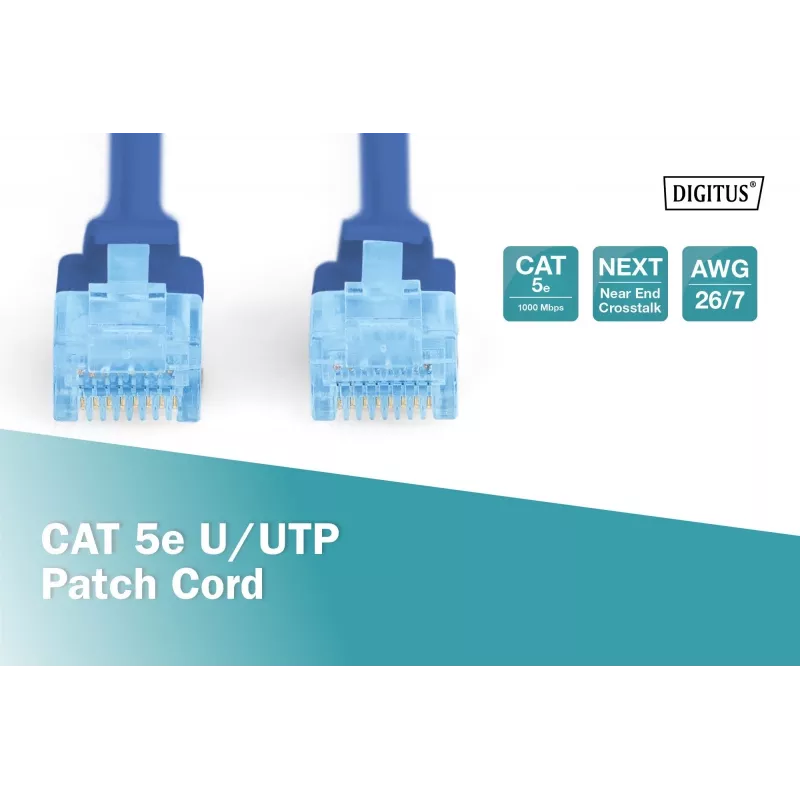 Cabo de rede patch DIGITUS Digitus CAT 5e U/UTP, 5 m, U/UTP, RJ-45 – azul