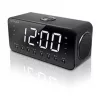 Rádio-despertador Muse M-192 CR — relógio digital, sintonizador FM, ecrã LED de 1,8 polegadas, madeira preta, AC 100–240V, backup AAA