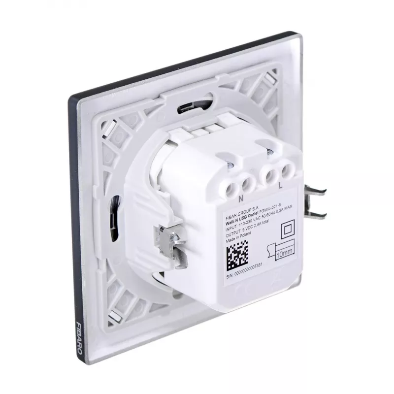 Tomada Fibaro FGWU-021-8 2x USB preta
