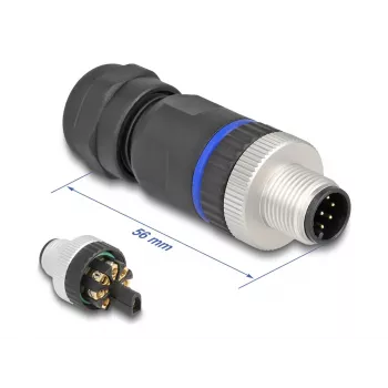 Conector M12 DeLOCK codificação A 8 pinos ficha ligação por parafuso