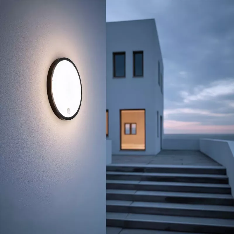 Lâmpada LED com sensor PIR MACLEAN MCE525 B – aplique de parede exterior, LED ativada por movimento