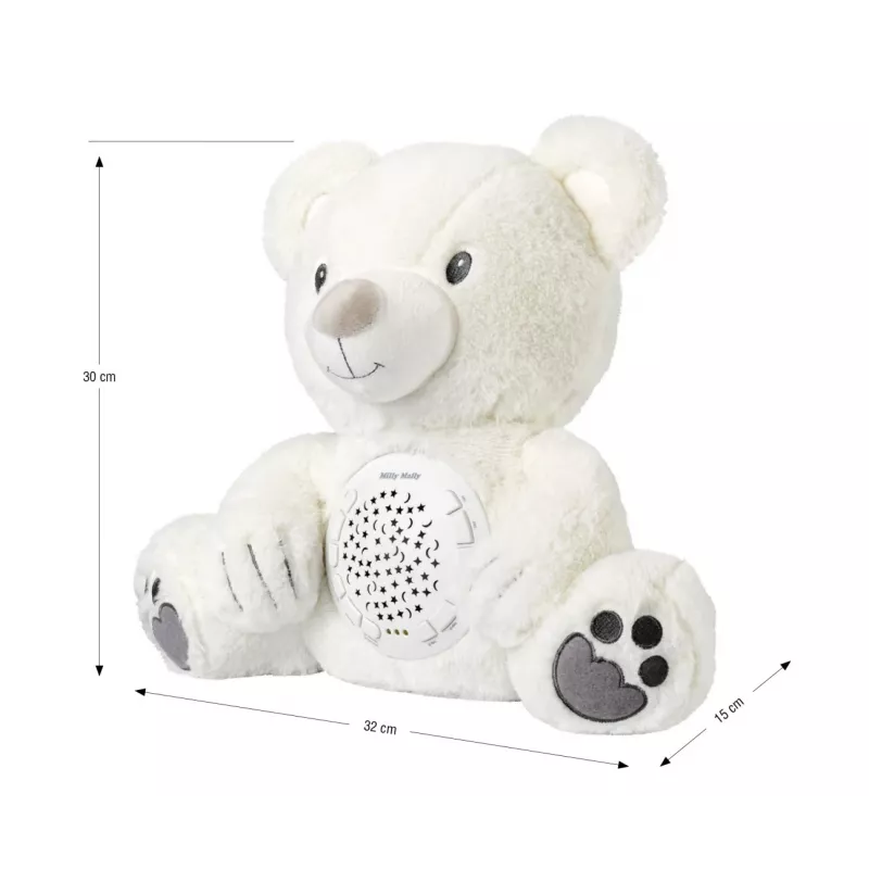 Brinquedo projetor de peluche Milly Mally urso 5656 com luz suave para o quarto das crianças