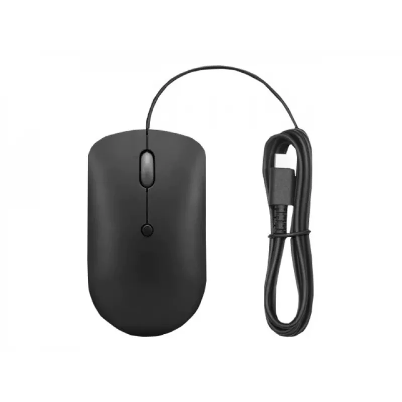 Rato ótico com fio Lenovo GY51D20875 USB Type-C, ambidestro, 2400 DPI, 4 botões, preto
