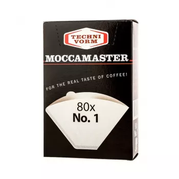 Filtro de café de papel descartável MOCCAMASTER tamanho de chávena 1 — 80 unidades, branco