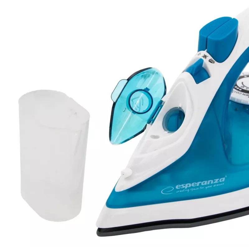 Ferro a vapor Esperanza EHI002 Slider, 2200 W, base cerâmica, vapor vertical, branco/azul