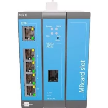 Router xDSL INSYS icom MRX3 DSL-B com Fast Ethernet 10/100 Mbit/s, encaminhamento BGP/OSPF/RIP, VPN IPSec, autenticação RADIUS