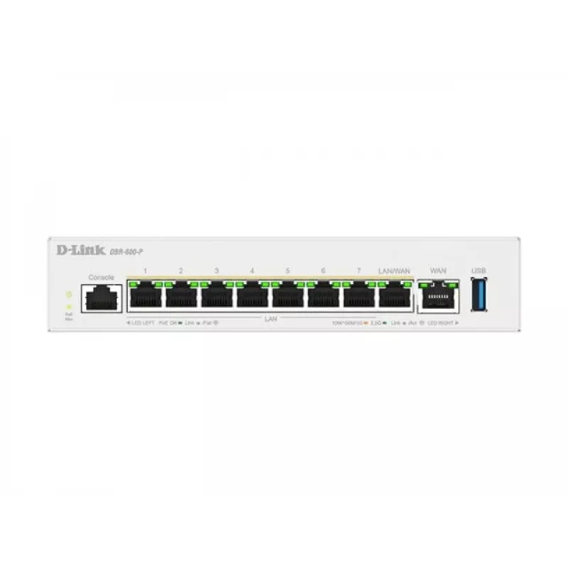 Router empresarial PoE D-Link DBR-600-P/B, Ethernet WAN, 2,5 Gigabit Ethernet, branco