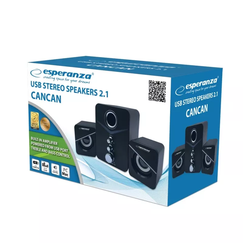 Conjunto de altifalantes Esperanza EP153 USB 2.1 6 W preto