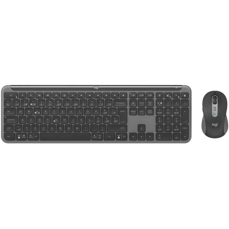 Logitech Signature Slim Combo MK950 for Business - Conjunto teclado-rato - 100% - Tamanho completo - Sem fios - Bluetooth 5.1 LE - QWERTZ - Suíço - Grafite (920-012503)