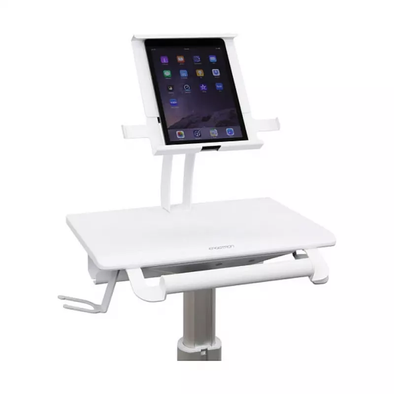 Carrinho para tablet Ergotron, SV10 – carrinho para tablet / teclado – médico – metal – branco, alumínio – tamanho do ecrã: até 30,5 cm (até 12 polegadas)
