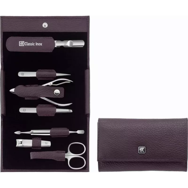 Conjunto de manicure de viagem ZWILLING Classic em aço inoxidável 97646-008-0, estojo violeta, 7 peças