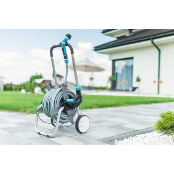 Carro de mangueira metálico Cellfast EXPLORER 60 m 1/2 polegadas – para mangueira de jardim de 60 m 1/2 polegadas