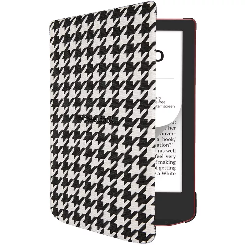Capa tipo carteira para leitor de e-books de 6 polegadas PocketBook Shell — preta/branca, 112 × 160 × 12,5 mm