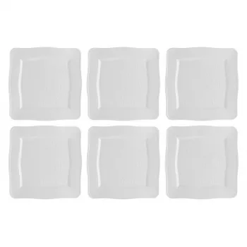 Prato quadrado LA PORCELLANA BIANCA Florentina White 26,5 cm — pack de 6