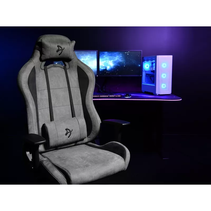 Cadeira gaming Arozzi Torretta SuperSoft antracite – design ergonómico, braços ajustáveis, encosto reclinável
