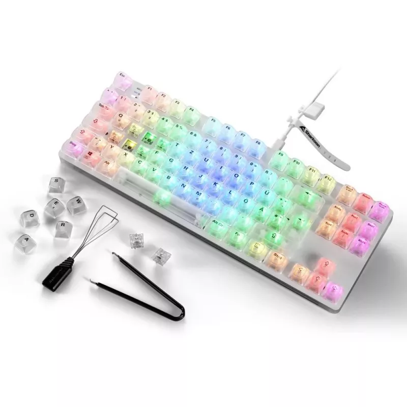 Crystal Shark, Teclado Gaming branco, layout DE, KTT